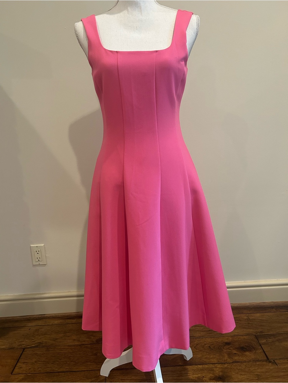 Ann Taylor Pink Square-Neck Midi Dress